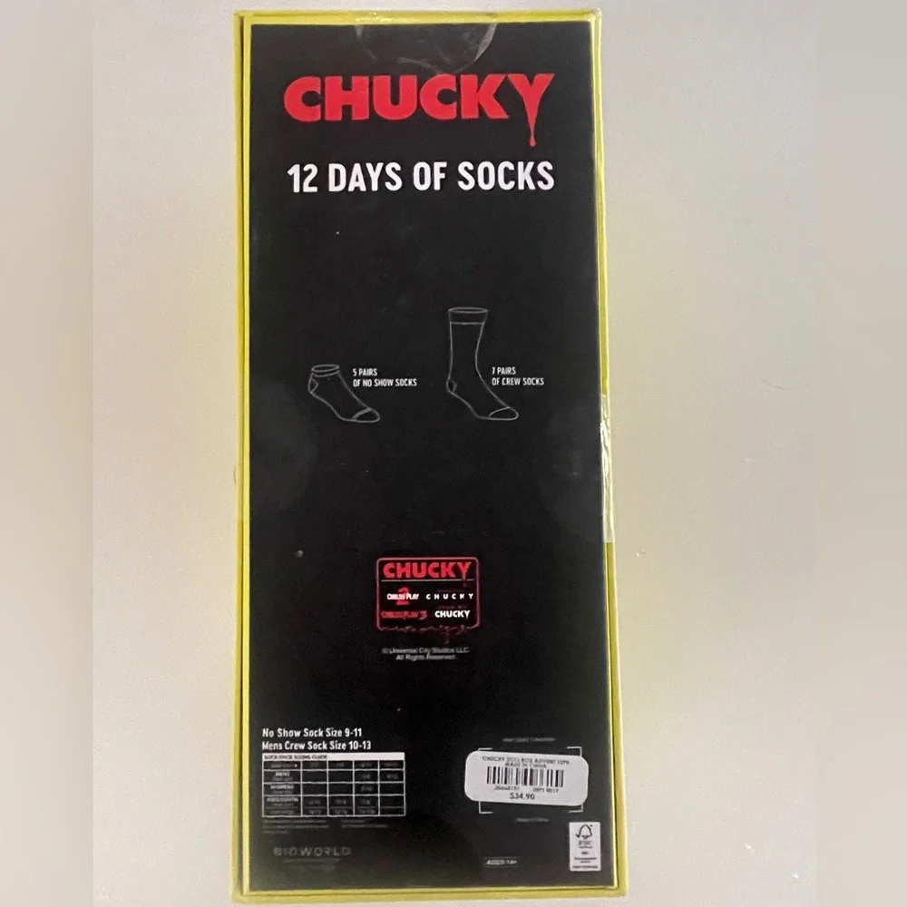 🆕 NWT- Chucky 12 Days of Socks Gift Set